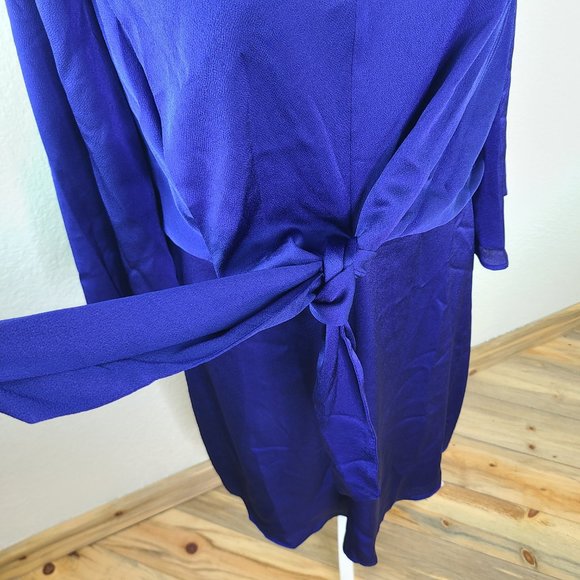 Long Tall Sally  Tie Front Dress Royal Blue Plus Size 18 - Picture 3 of 8